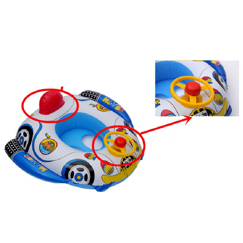 Phao bơi hình ô tô có bánh lái kèm còi cho bé yêu