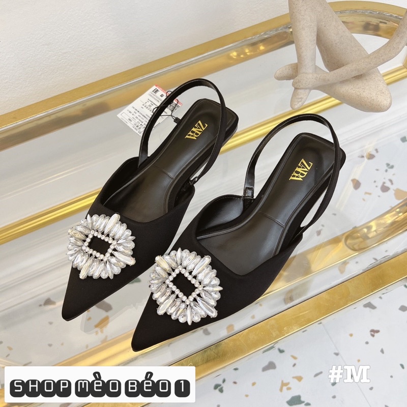 Sandal zara đế bệt tag đá vuông xuất dư fullbox