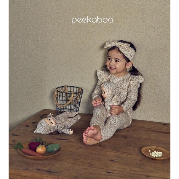 (Chính hãng) Bộ bodysuit dài tay hoa FLORAL 2022 vintage co giãn PEEKABOO made in Korea thời trang trẻ em cho bé gái