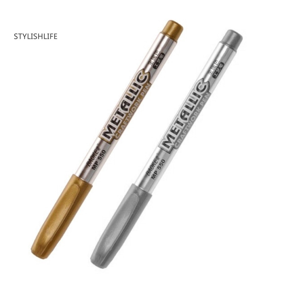 ☜Set 2 Bút Đánh Dấu DIY 1.5mm Màu Vàng / Bạc Chống Nước