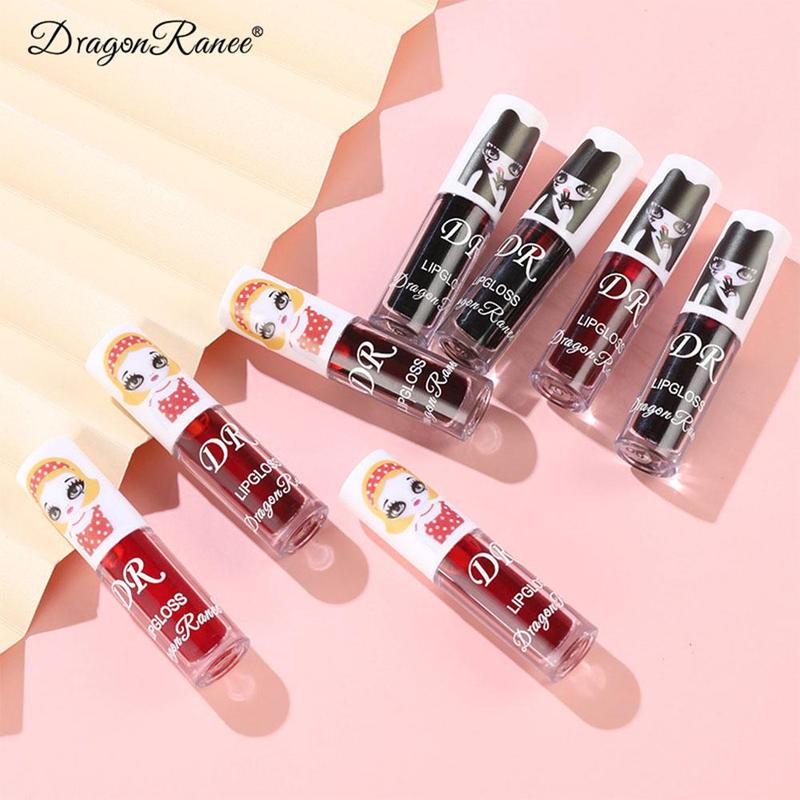 4 pcs/set cute lip stain liquid set box mirror water lipstick berry gloss color glaze lip glass H6I4