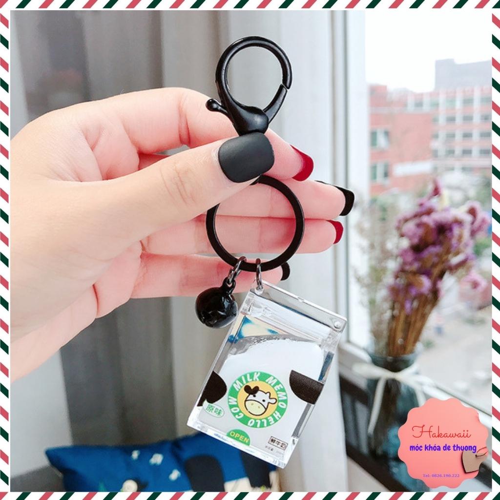 Móc khóa hộp sữa cute, có thể dùng làm móc khóa treo balo, túi sách