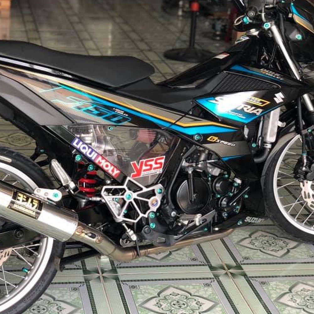 [XẢ KHO] CHE BEN ĐẠP, CHE NHÔNG XE SATRIA, RAIDER FI NHÔM CNC 2 BÊN TRÁI PHẢI ( TẶNG KÈM 2 TEM TITAN SUZUKI )