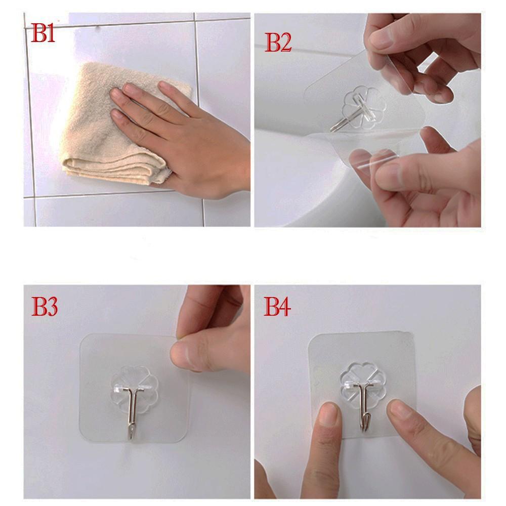 Combo 10 Cái Móc Dán Tường Trong Suốt Siêu Dính, Chịu Lực Cực Nặng