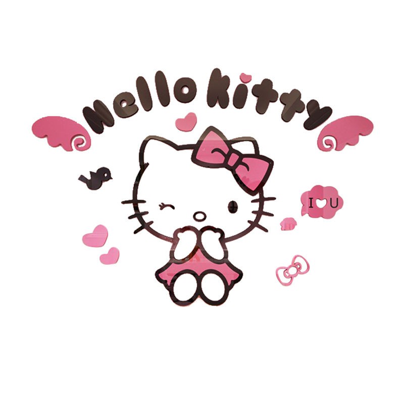 ♀◐Giấy dán tường hình mèo Hello Kitty 3d dễ thương trang trí phòng bé gái