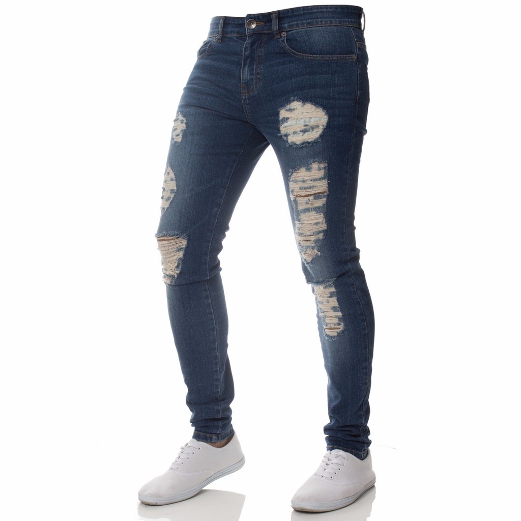 Quần Jeans Skinny Nam Rách Gối