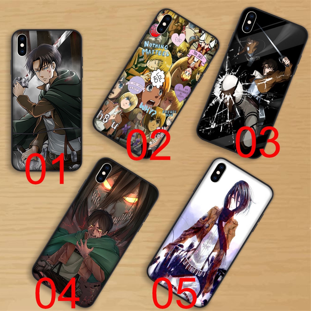 Ốp điện thoại silicon dẻo viền đen in hình phim hoạt hình Attack on Titan cho Iphone 6 6s 7 8 Plus X XS Max XR 5 5S SE