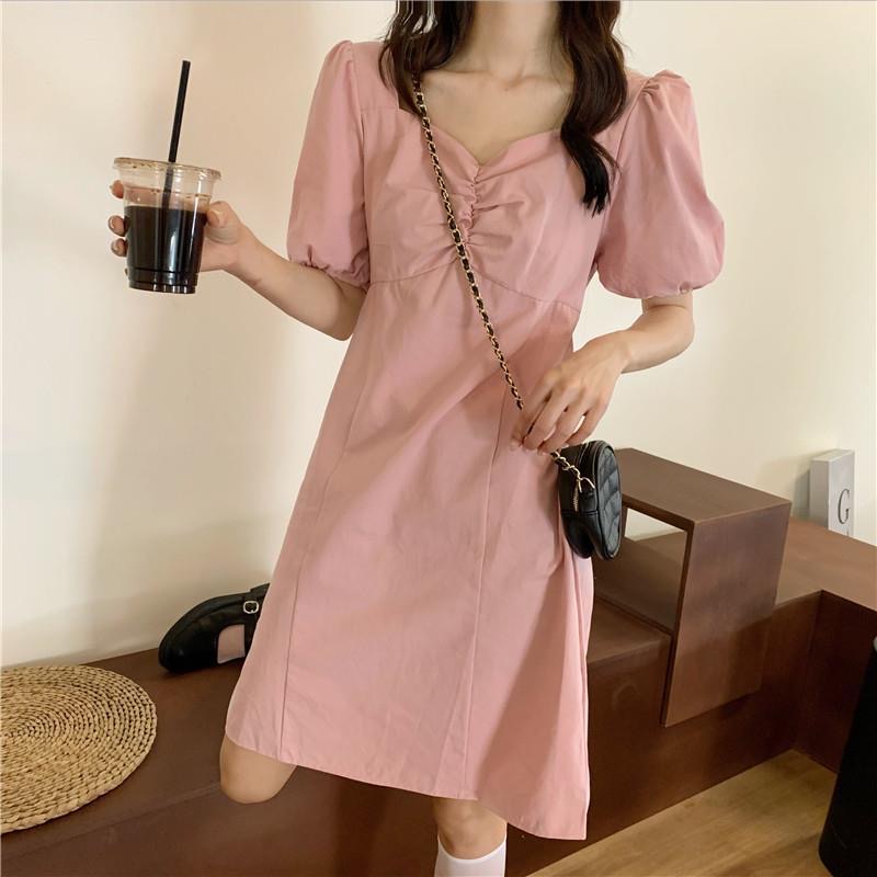 Đầm Tay Phồng Ôm Dáng Thiết Kế Mới Thời Trang Theo Phong Cách Hàn Quốc Cho Nữ