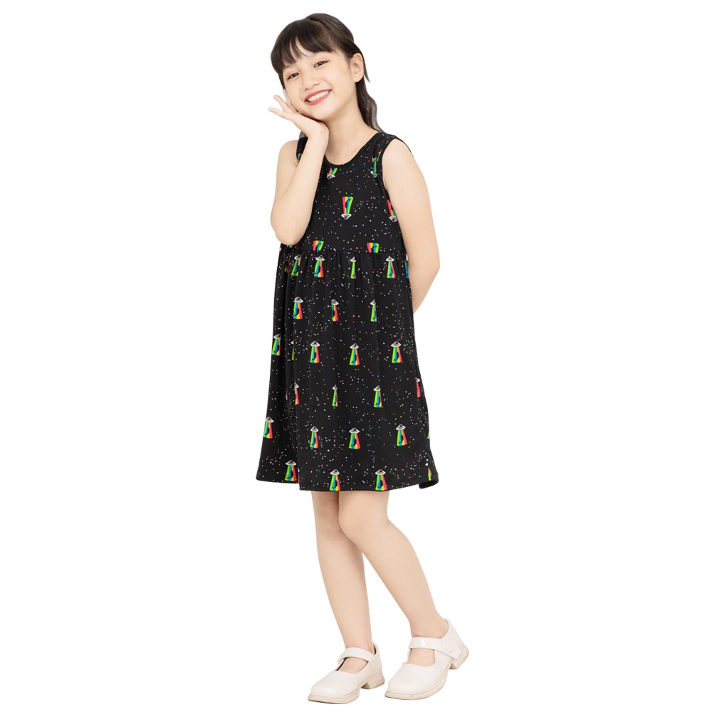 Đầm Bé Gái Cổ Tròn Sát Nách, GUKID từ 18-40 kg - chất liệu THUN COTTON 4 chiều