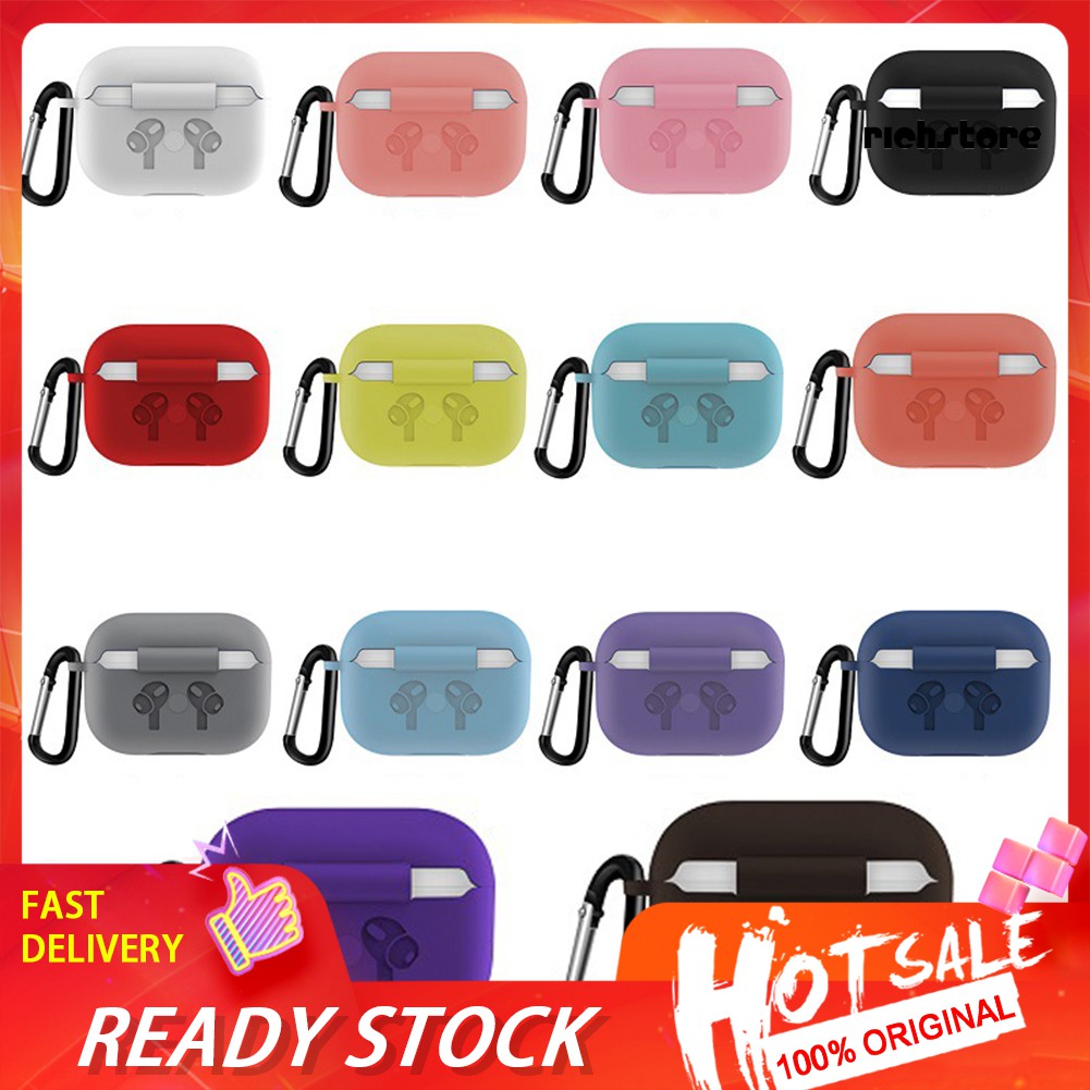 Vỏ Bảo Vệ Hộp Sạc Tai Nghe Airpods Pro 3 Bằng Silicon Kèm Móc Treo Tiện Dụng