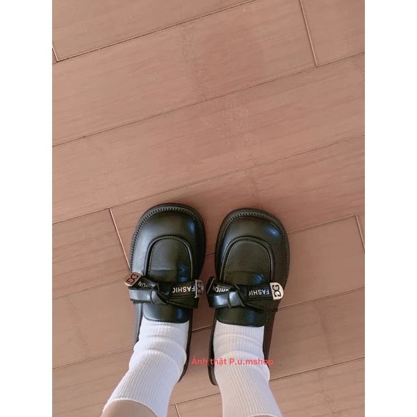 ( sẵn - lẻ size )Giày ULZZANG OXFORD Nơ, Tiểu Thư Siêu Xinh Phong Cách Vintage P.u.mshop