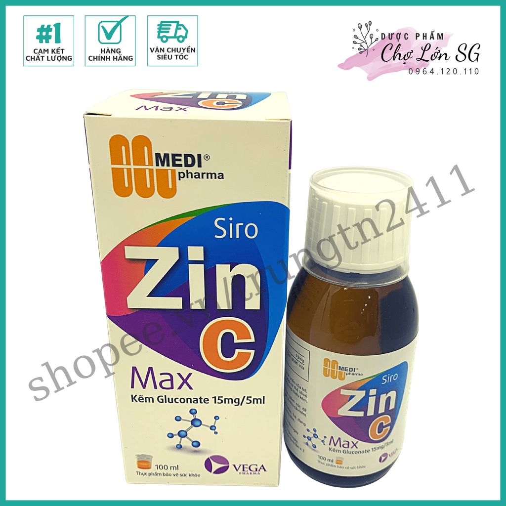 Siro bổ sung kẽm ZINC MAX hỗ trợ tăng trưởng chiều cao và sức đề kháng - Chai 100ml