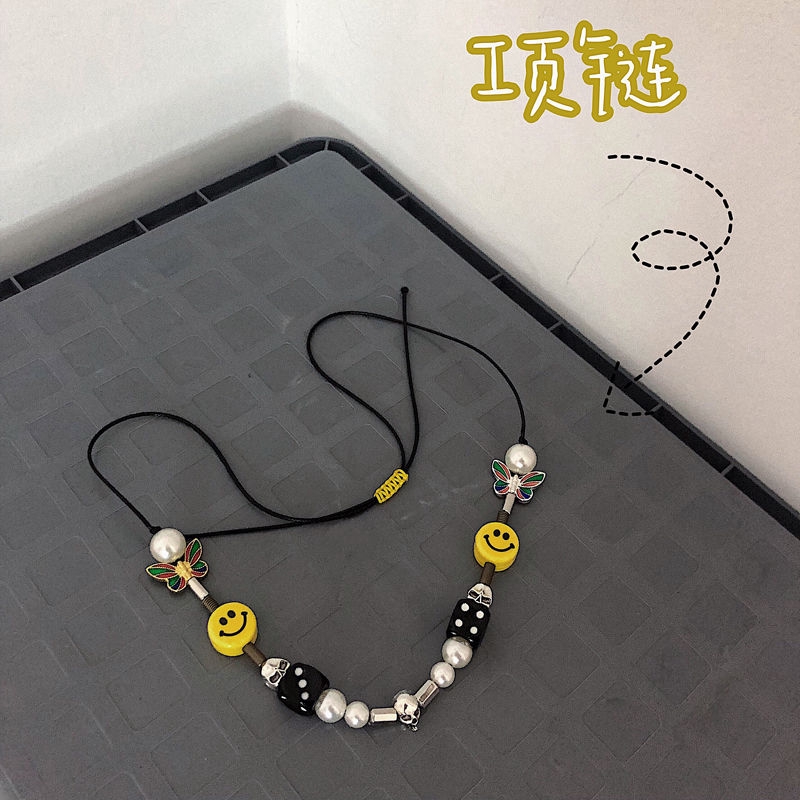 Vòng cổ phối chuỗi xích mặt hình bướm / mặt cười thời trang cho cặp đôi 22157