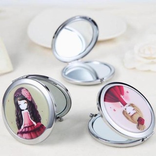 Gương soi bỏ túi hình tròn. chất liệu inox phủ bóng, in hình dễ thương. hotrend của các bạn cute