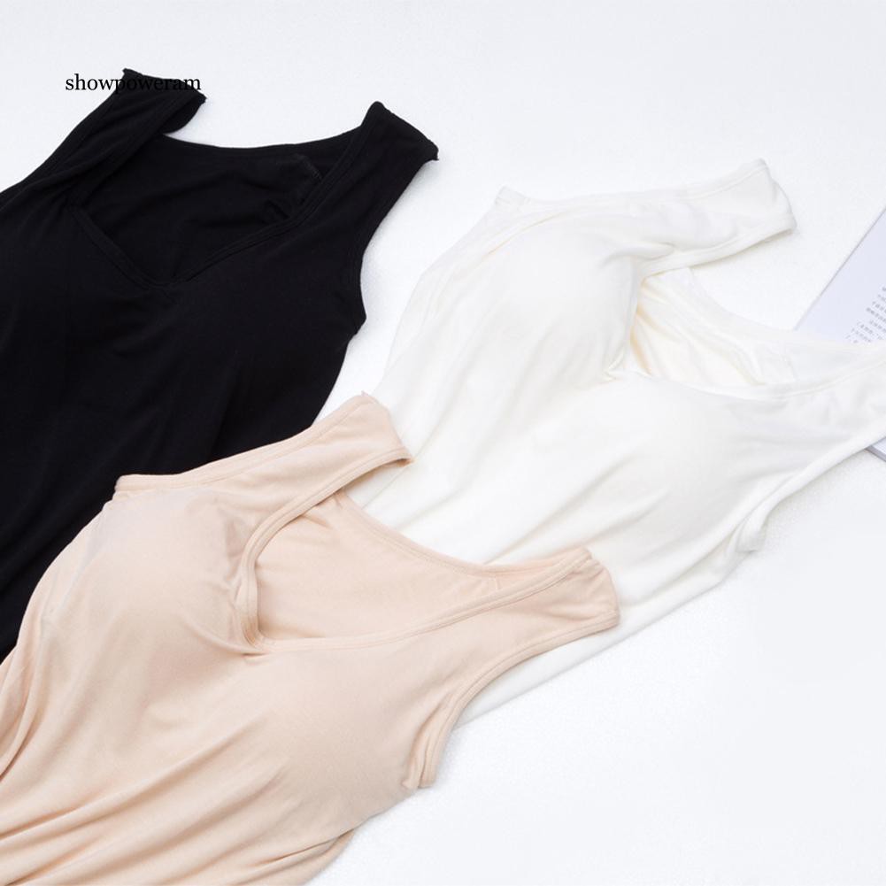 Áo cộc tay cổ chữ U trơn có mút nâng ngực đơn giản quyến rũ cho nữ | BigBuy360 - bigbuy360.vn