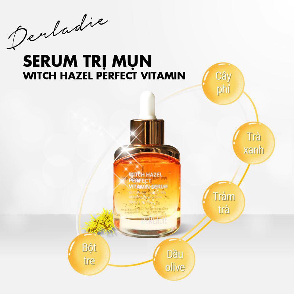 (Tặng khẩu trang) Tinh Chất/ Kem dưỡng chiết xuất cây phỉ Derladie Witch Hazel Perfect Vitamin Serum/ Gel cream