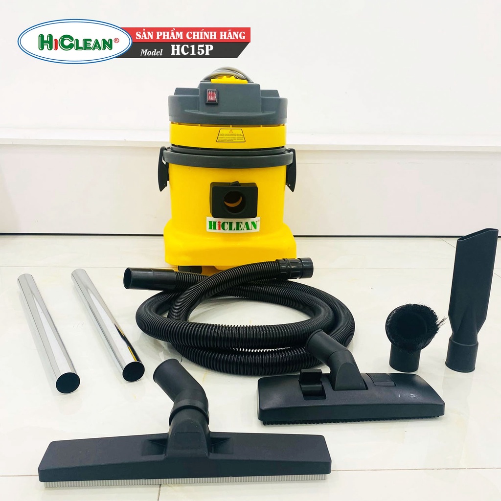Máy hút bụi gia đình HiClean HC15P - dung tích 15L, thùng nhựa ABS, chống oxy hóa