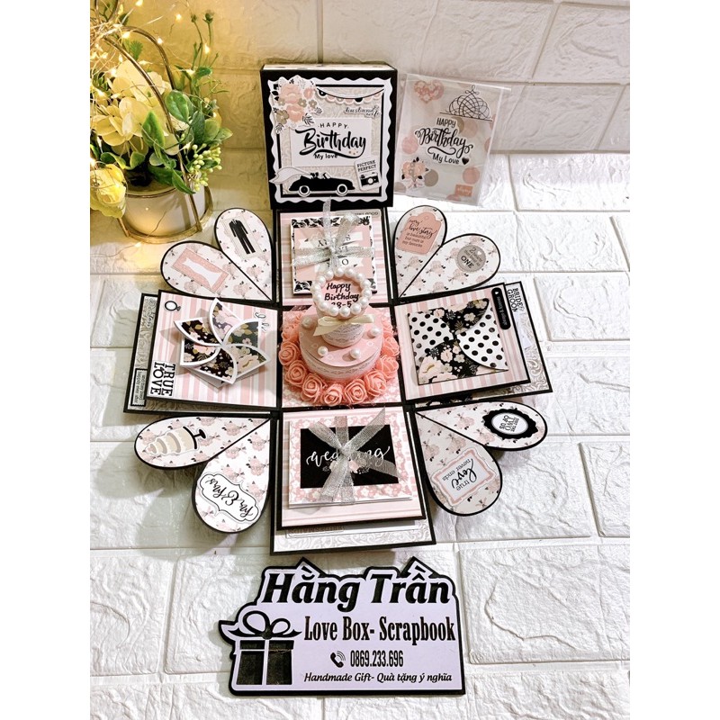 Love box họa tiết tình yêu màu hồng 25 ảnh ( tặng 1 thiệp ghi lời chúc kèm hộp)