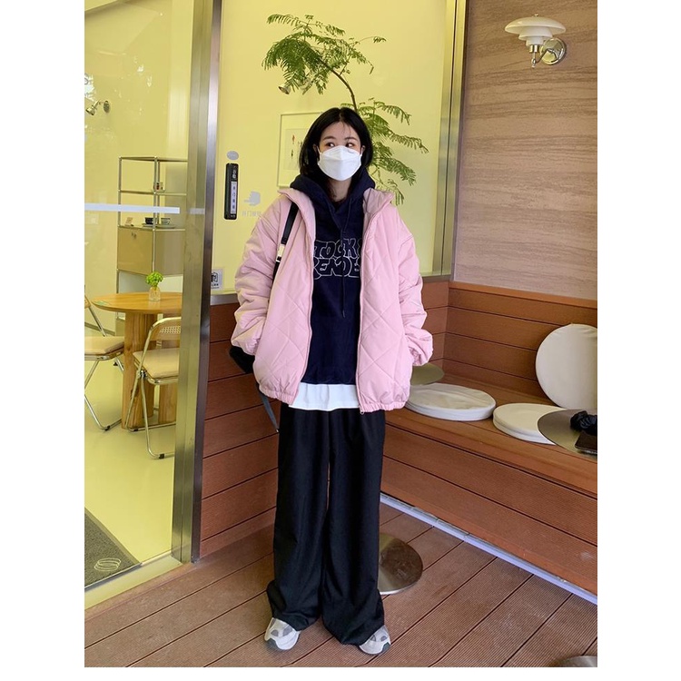 Áo khoác bóng chày cotton giữ ấm mùa thu đông phong cách Harajuku mới dành cho nữ