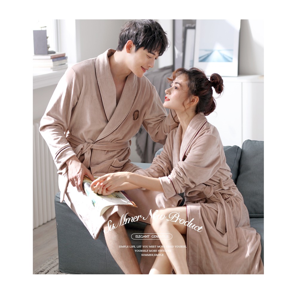 Set đồ đôi áo tắm xông hơi đồ ngủ tân hôn couple khách sạn trăng mật hoàng gia vợ chồng cao cấp