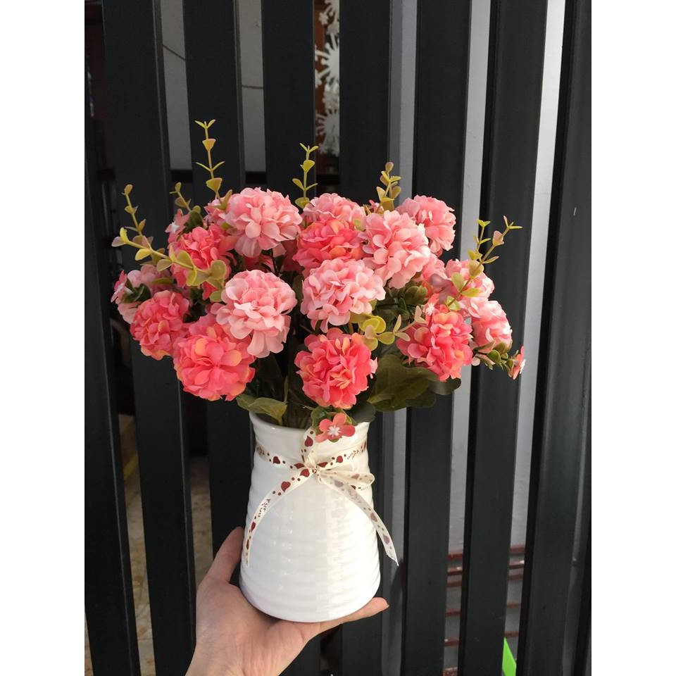 Lọ hoa tú cầu nhí( hoa lụa)