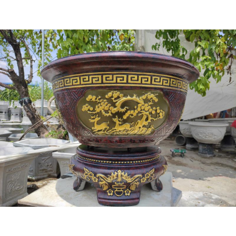 Khuôn đúc chậu cảnh tròn 69 cao 35, chân cao 20cm