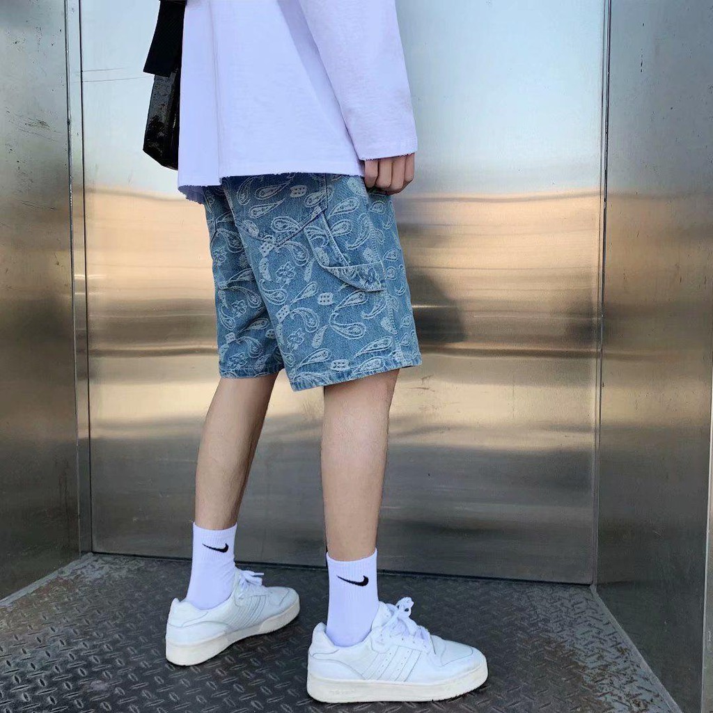 Quần Short Denim Dáng Rộng Phong Cách Hip Hop Thời Trang Mùa Hè Hàn Quốc Dành Cho Nam