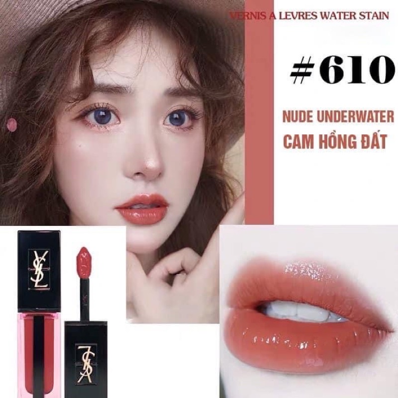 Son YSL Rouge Pur Couture Vernis À Lèvres Fresh Glossy Stain - màu 610, 612, 613, 617, 618