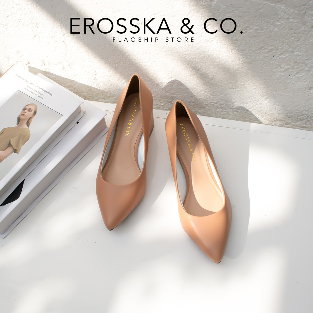 Giày cao gót Erosska mũi nhọn kiểu dáng cơ bản cao 5cm màu bò _ EP011