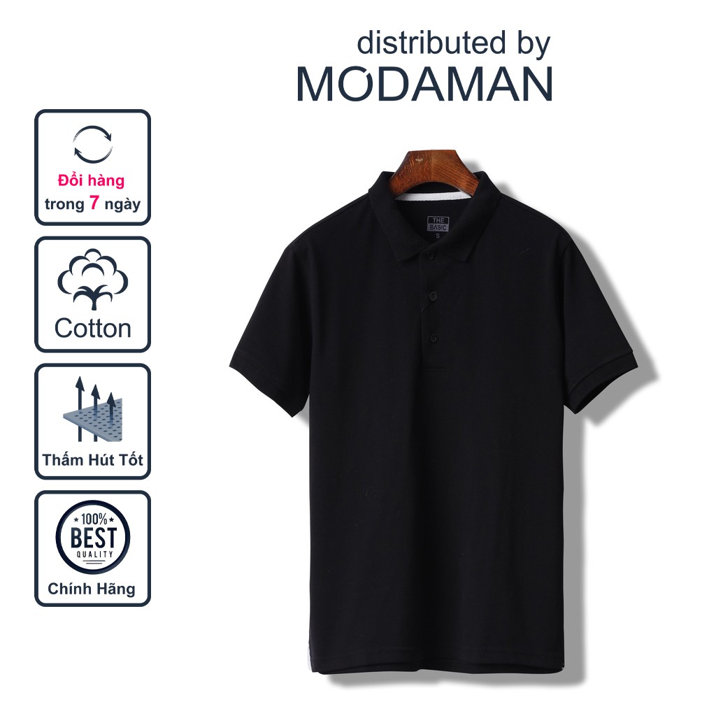 Áo Thun Nam Có Cổ Polo Basic Màu Đen, Cotton Cá Sấu 4 Chiều, Loại Tốt Giá Rẻ, Thấm Hút Tốt, MODAMAN C180 [