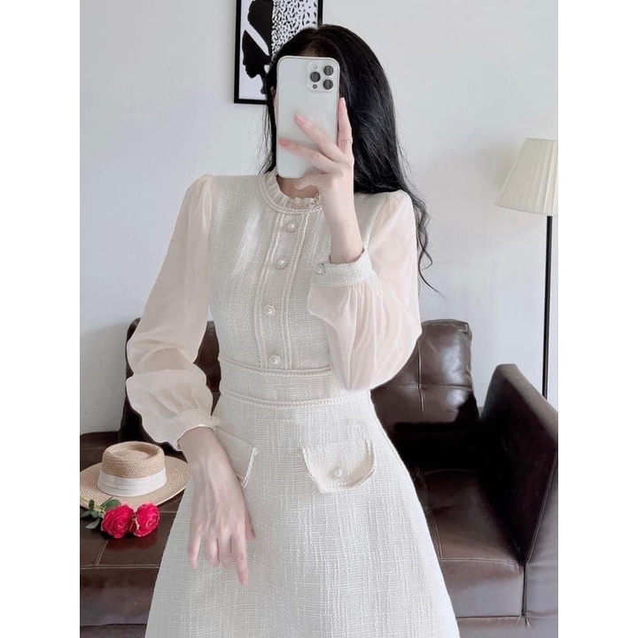 Váy dạ tweed zara tqxk công chúa tiểu thư