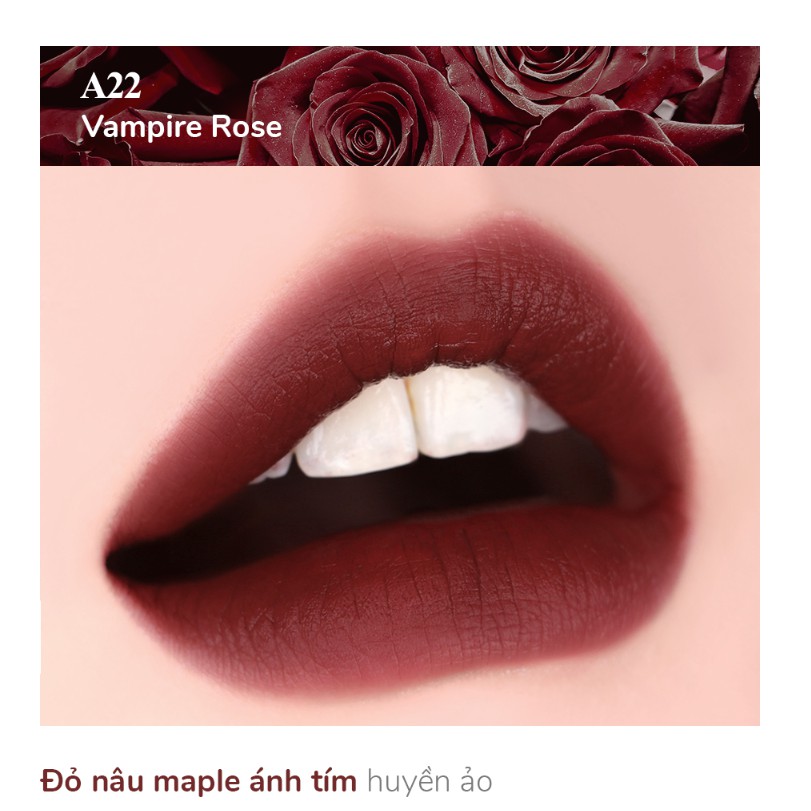 [Auth Hàn] Son Kem Lì Black Rouge A22 Màu Đỏ Nâu Tím Maple Version 4 Vampire Rose