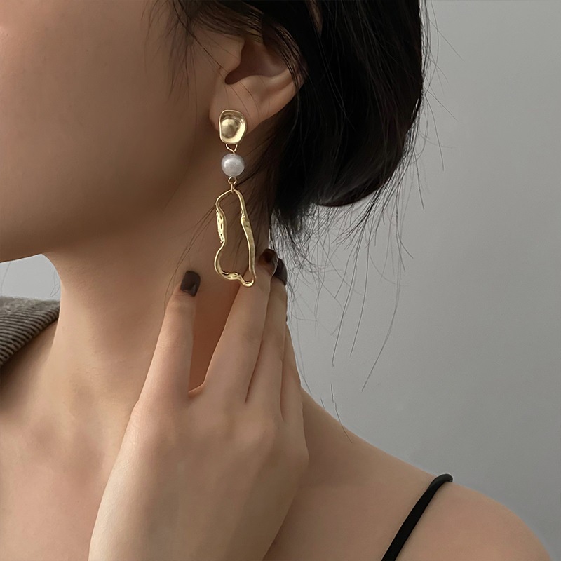 Bông Tai Mạ Bạc 925 Hình Chân Dung Tròn Đính Ngọc Trai Phong Cách Hàn Quốc Thời Trang