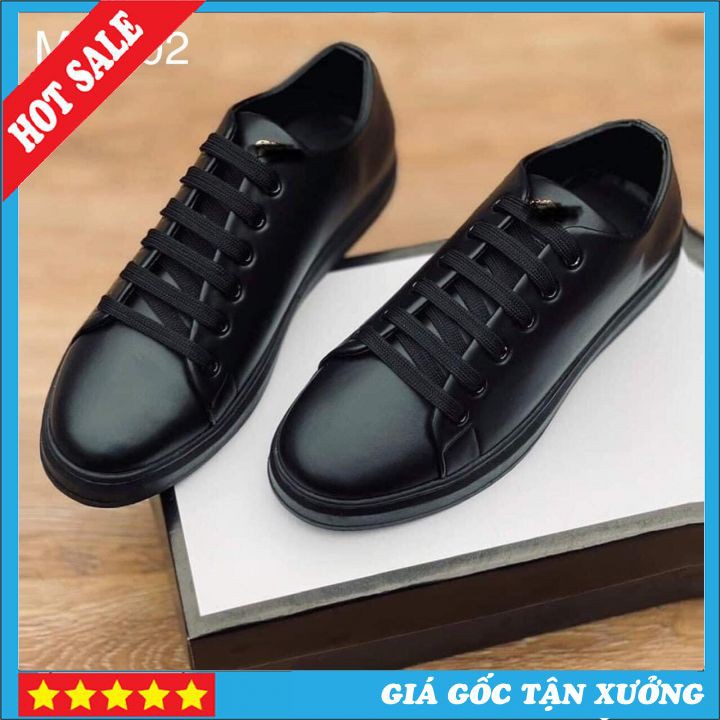 Giày Thể Thao Nam Buộc Dây - Màu Đen Đế Khâu Chắc Chắn, Ôm Chân