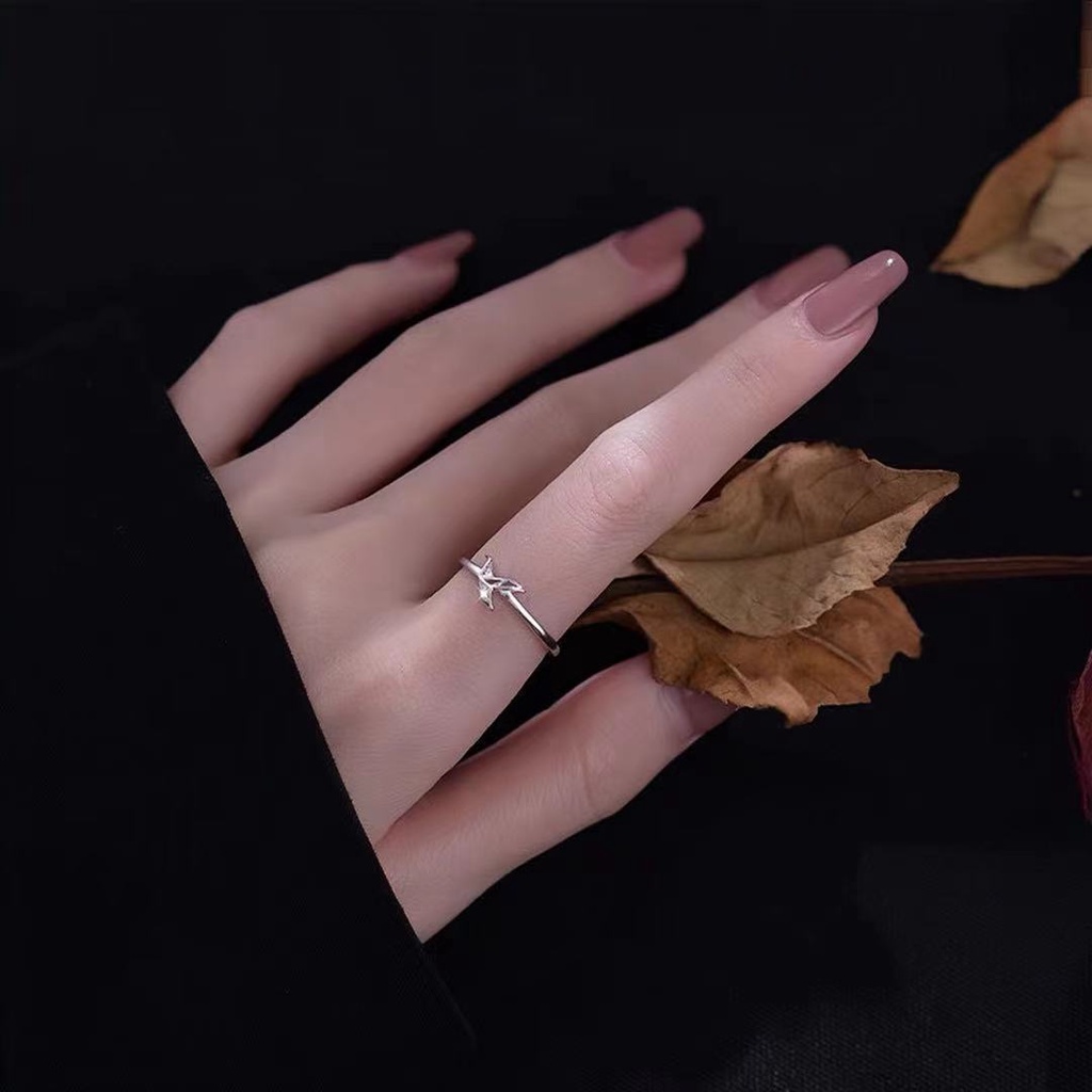 Nhẫn bạc mặt hình chim hạc giấc đính pha lê nhân tạo thời trang thanh lịch dành cho bạn nữ đeo khi dự tiệc OUYOU
