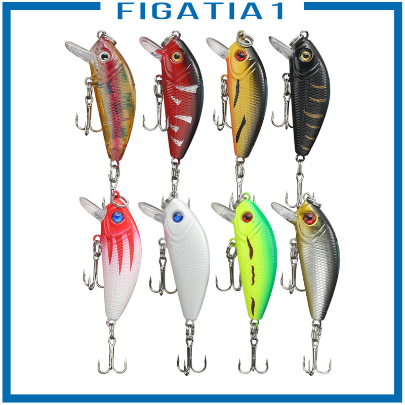 [FIGATIA1]8x Realistic Fishing Lures Surface Hook Topwater Lure Swimbait for Bass Pike