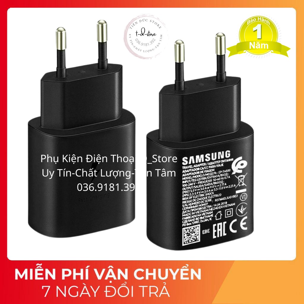 [Chính Hãng] Bộ sạc nhanh Samsung 25W chính hãng Note 10 Note 20 A71, A70, A80, A90, S20, S20+, S20 Ultra