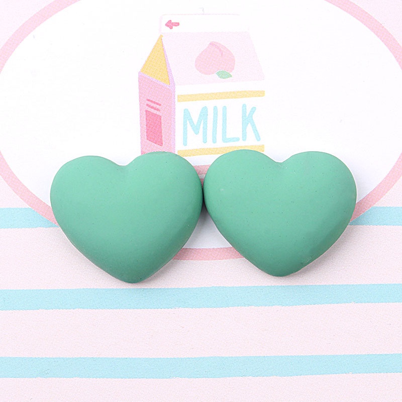 Set 10 Phụ Kiện Trang Sức Hình Trái Tim Bằng Nhựa Resin Màu Kẹo Xinh Xắn DIY