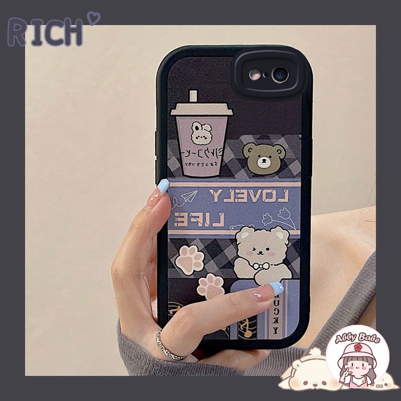 Ốp Điện Thoại Da TPU Mềm Mỏng Hình Trà Sữa / Gấu Nâu / Chữ Cho Iphone 11 7Plus 13 12 11 Pro Max X XS 12 13 XR