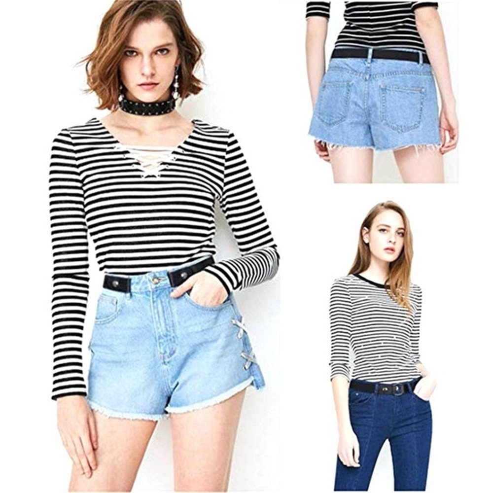 Thắt Lưng Da PU Co Giãn Không Khóa Hình Hoa Cúc Dành Cho Nam Nữ