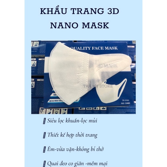 Khẩu trang 3D NaNo Mask hộp 50 chiếc màu trắng
