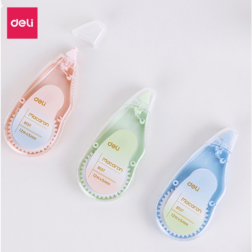Combo 3 Bút xóa băng 12m Deli - Hình trái cây - Hồng/Xanh lá/Xanh dương - EH333
