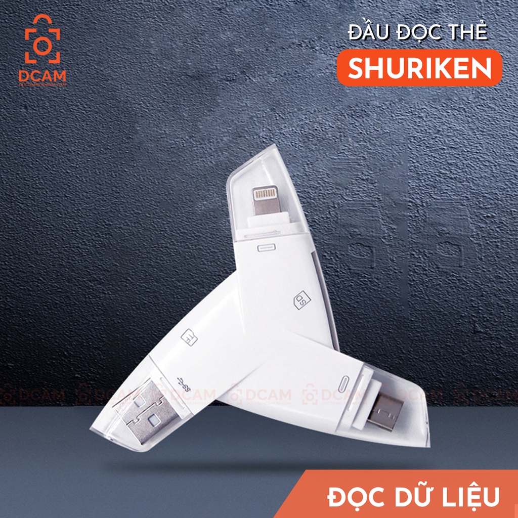 Đầu đọc thẻ nhớ đa năng SHURIKEN - đọc thẻ SD, microSD cho Iphone, Android, Laptop - Chính hãng Iflash Device