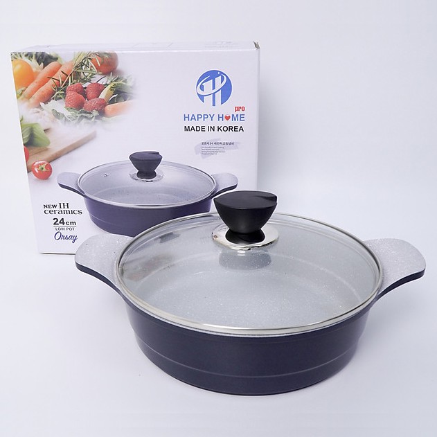 Nồi Orsay tráng sứ phủ Ceramic Happy Home Pro đường kính 24cm dung bếp từ - Made in Korea