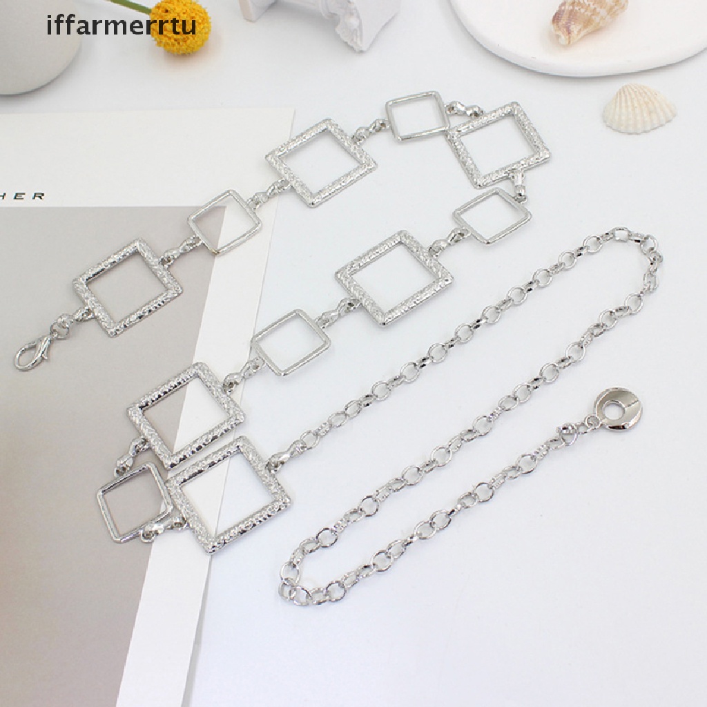 Iffar Thắt Lưng Hình Vuông Phối Dây Xích Kim Loại Có Thể Điều Chỉnh Phù Hợp Với Đầm Sơ Mi Và Trang Trí Eo Quyến Rũ Cho Nữ Và Phụ Nữ Mertu