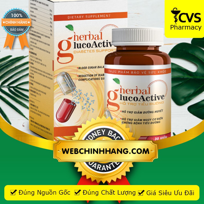 VIÊN UỐNG HERBAL GLUCOACTIVE - Thực Phẩm Hỗ Trợ Hạ Đường Huyết Ổn Định Sức Khỏe Toàn Diện - CVSPHARMACY