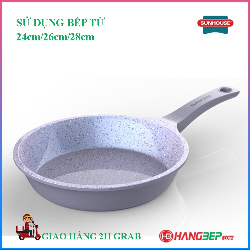 Chảo chiên siêu bền vân đá đáy từ Sunhouse 24cm/26cm/28cm MAMA SHG1124MMA/SHG1126MMA/SHG1128MMA