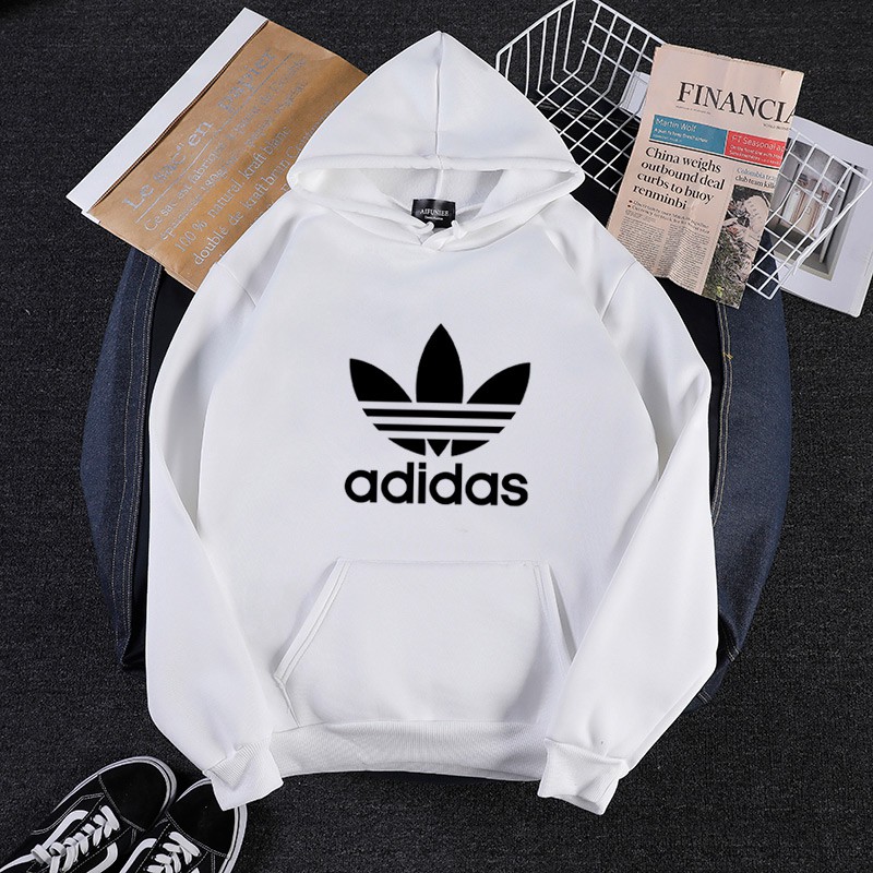 Áo khoác Adidas tay dài dáng rộng in chữ thời trang cho cặp đôi