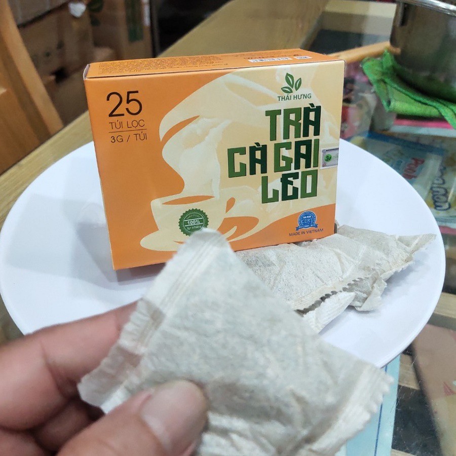 Trà Cà Gai Leo THÁI HƯNG Đặc biệt - Hộp 25 túi lọc x 3g - Thải độc gan, xóa tan virus