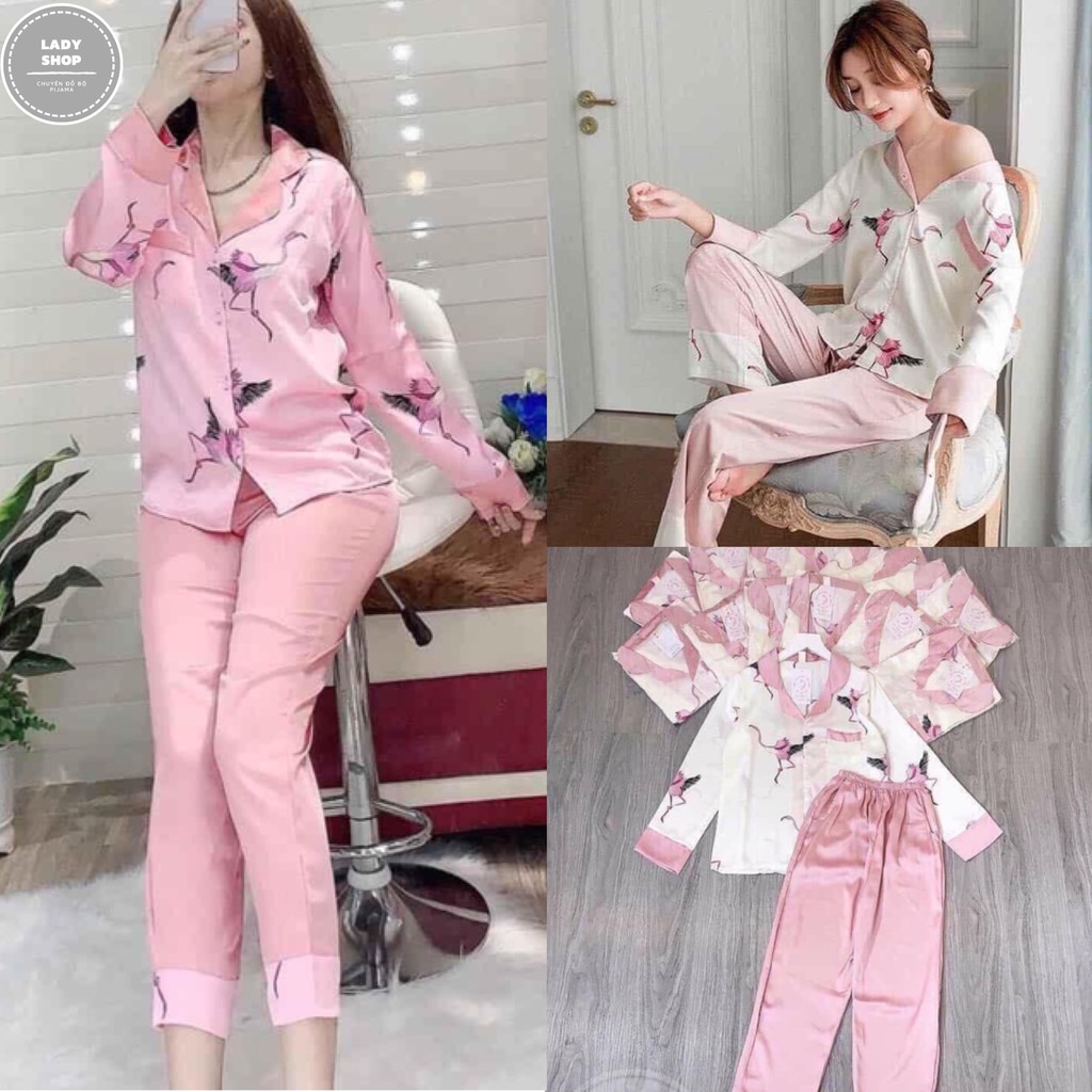 Đồ Ngủ Pijama Nữ Bộ Lụa Cộc Tay Quần Dài Hoạ Tiết Tiểu Thư [HÀNG SIÊU ĐẸP] | BigBuy360 - bigbuy360.vn